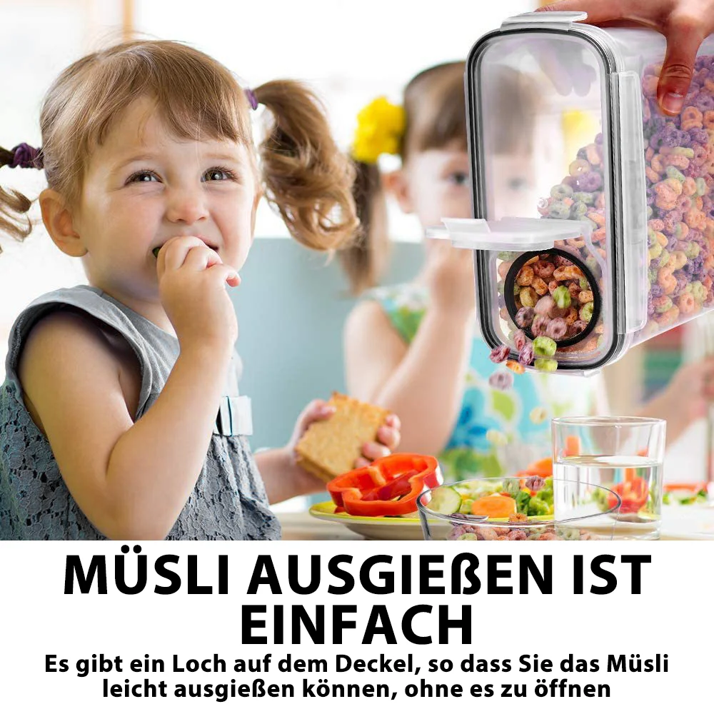 8-teiliges/12-teiliges Aufbewahrungsset: 4L luftdichte Vorratsdosen für Lebensmittel, Müsli, Süßigkeiten und Trockenwaren – Detail 9