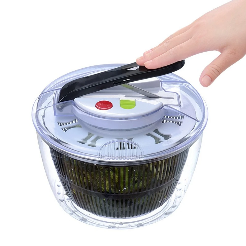 Push Type Fruits Drain Basket,Rotation Multifunctional Vegetable Washer,Kitchen Accessories,Vegetable Dryer 5L Salad Spinner