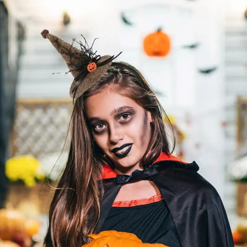 Halloween Head Band Halloween Witch Hat Headwear Stylish Party Headpieces With Spider Web For Celebrations Masquerade
