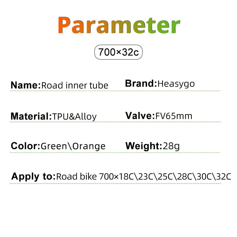 Description Picture 2 of itemUltralight Bike Inner Tube 700C 18 23 25 28 32 Road Bicycle TPU Tire 65mm Length French Valve Super Light Tube
