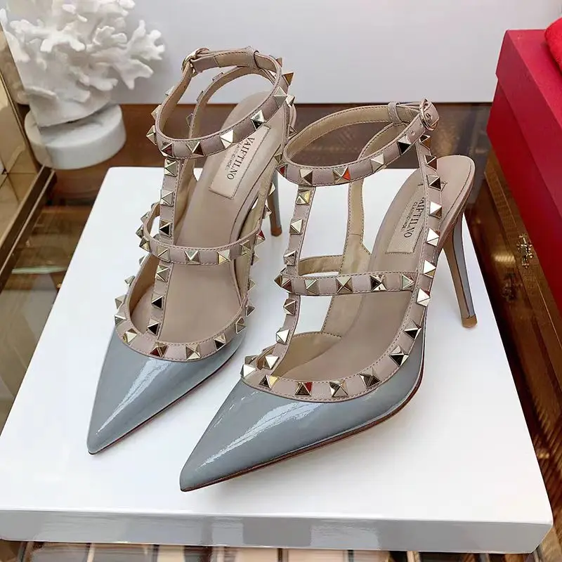 Shoes Woman 2024 trend Women's Gladiator Sandals Summer Rivet High Heels Pointed Toe Luxury Elegant Designer Party Ladies Shoes