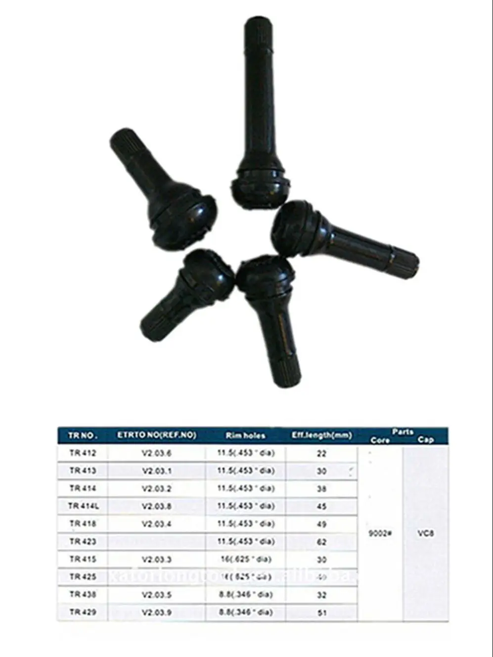 QISF 10 Pièces Valve Pneu Voiture Enfichables Remplacement Caoutchouc  Valve(5 X TR412 + 5 X TR414)