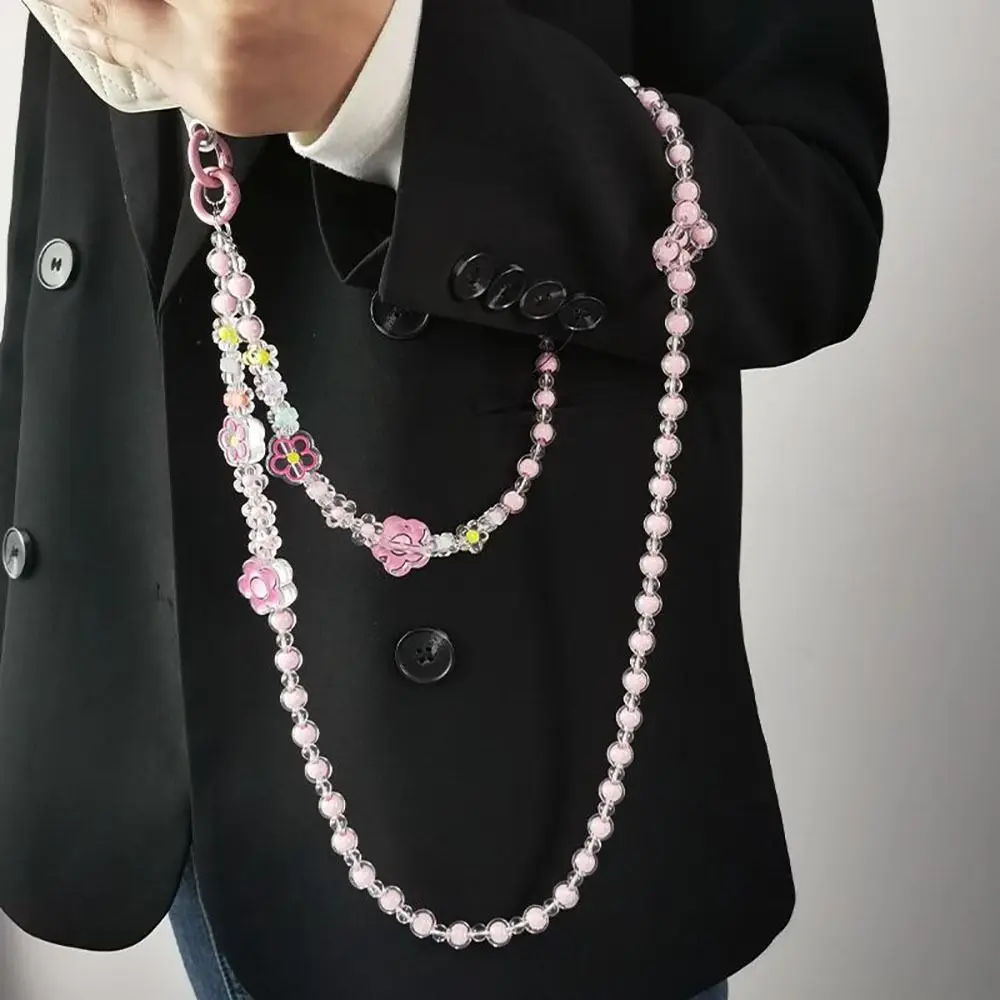 Fashion Colorful Beaded Strap Mobile Phone Lanyard Anti-lost Necklace Chain Doll Lanyard Portable Shoulder Strap Bag Accessory