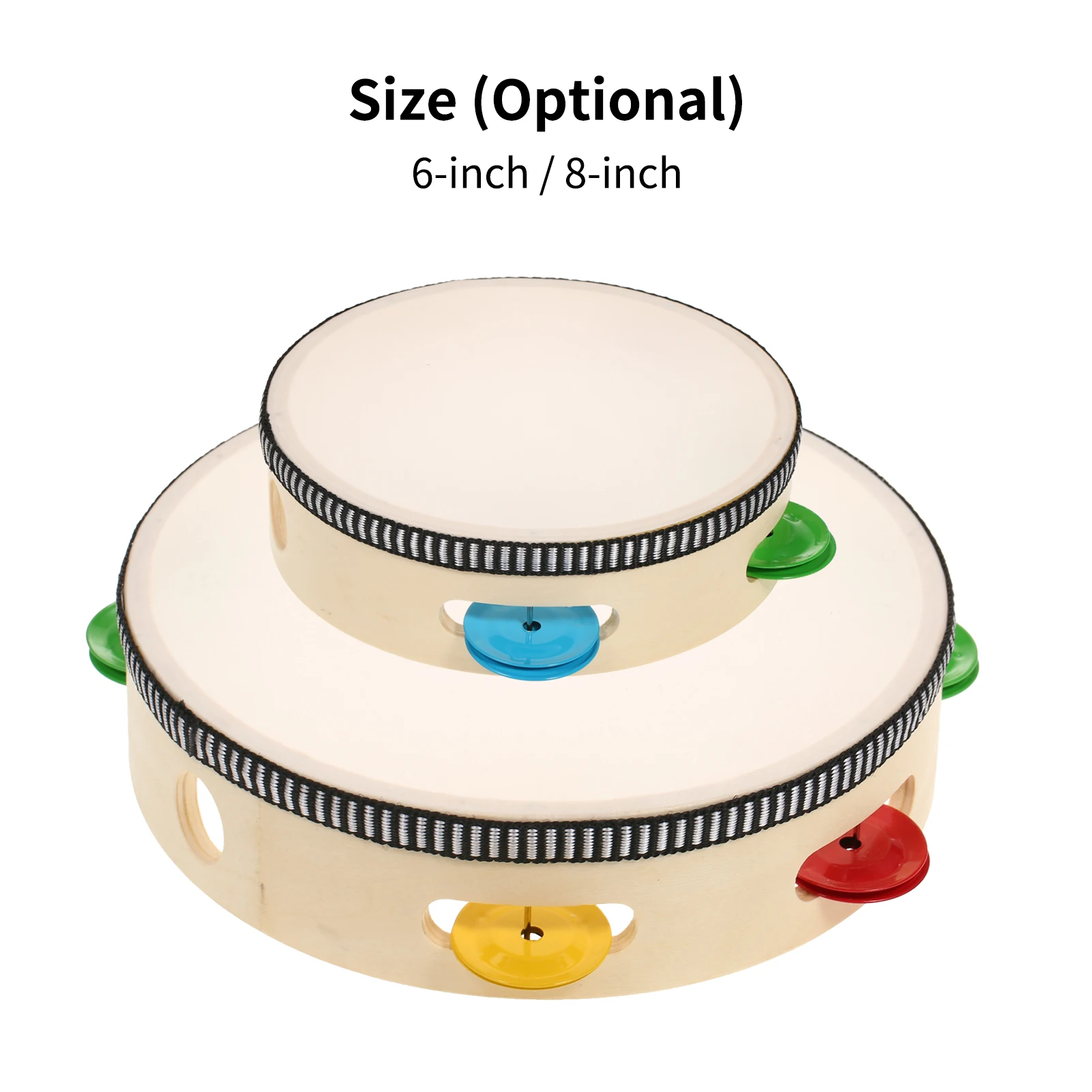 

Деревянный Тамбурин, ручной барабан с одним рядом, 6 шт. металлических тарелок, музыкальный перкуссионный инструмент