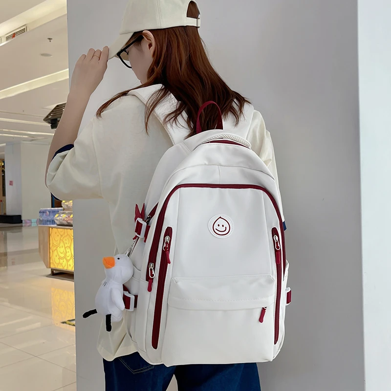 

2024 Spring Women's Bag Fashion Simple Backpack High Quality Large Capacity Handbag Canvas Student Unisex 여자 가방