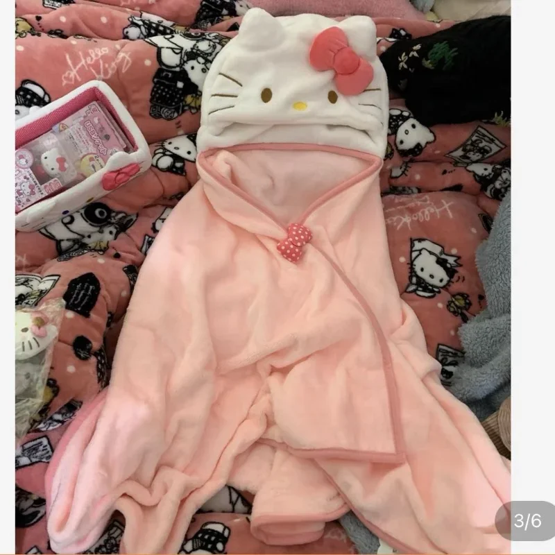 Oversized Blanket Cat Ears Hoodie Blanket Hello Kitty Clothing