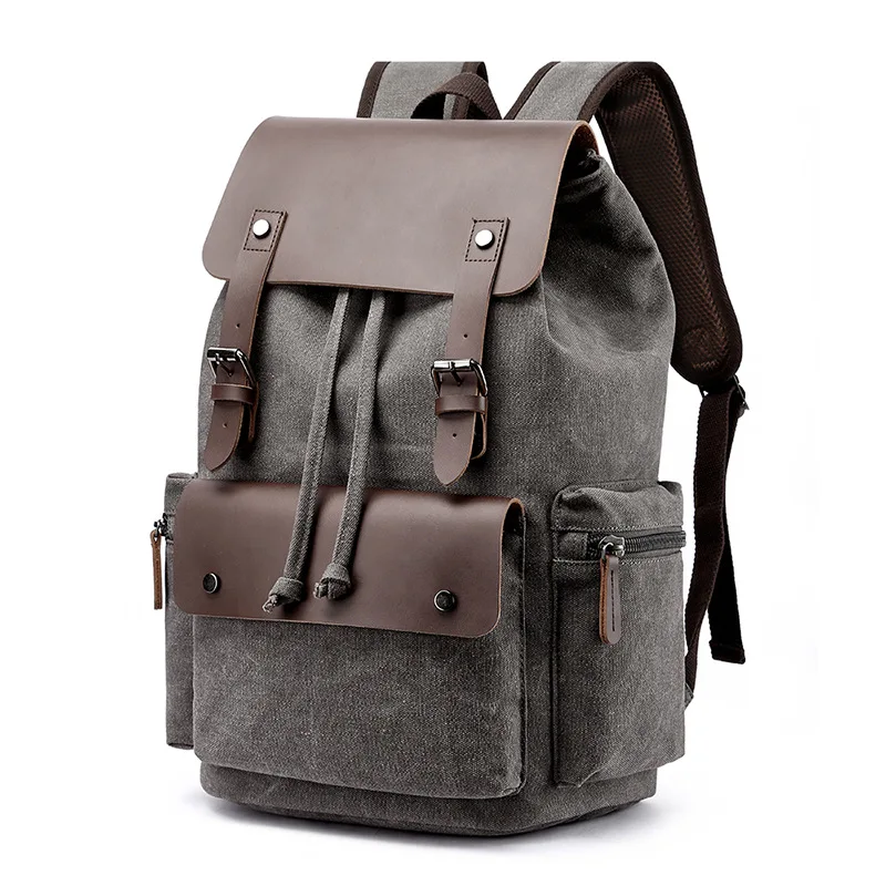 Canvas Backpack School Laptop Travel Rucksack Women's Men's Satchel Shoulder Bag 