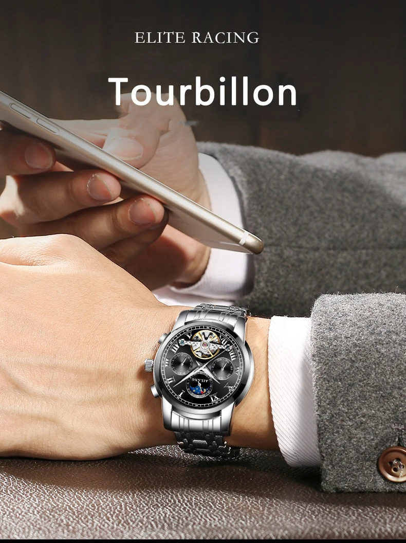 AILANG original marke männer automatische uhr top luxus stahl uhr business mann mode mit standard uhr mechanische männliche 2019 – Detail 17