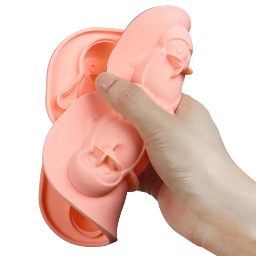 4 Grids Penguin Shaped Ice Cube Trays 3D Ice Cube Mold Easy Release Slow Melting Ice Maker For Whiskey Cocktails Brandy Coffee