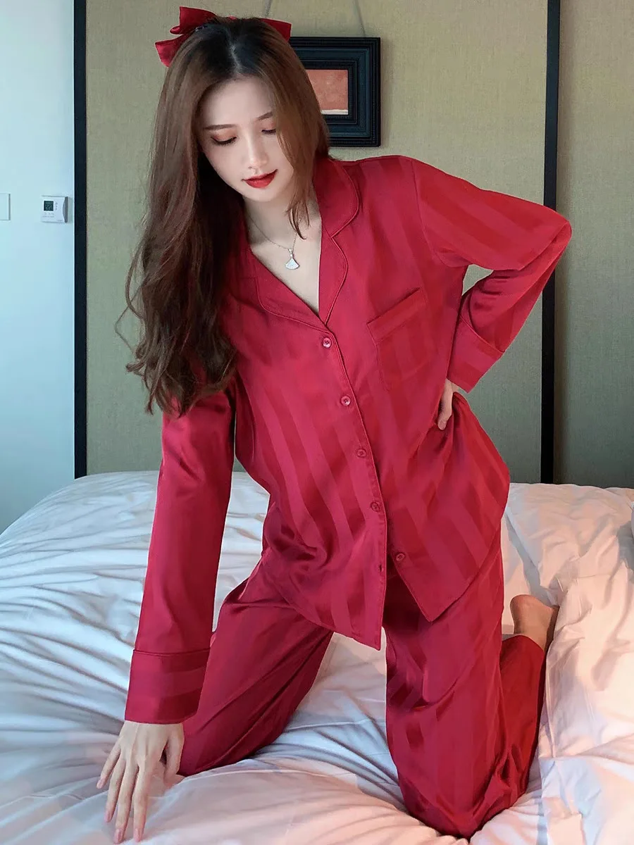 Aliexpress Burgundy Silk Pyjamas New Women's Pajamas Two