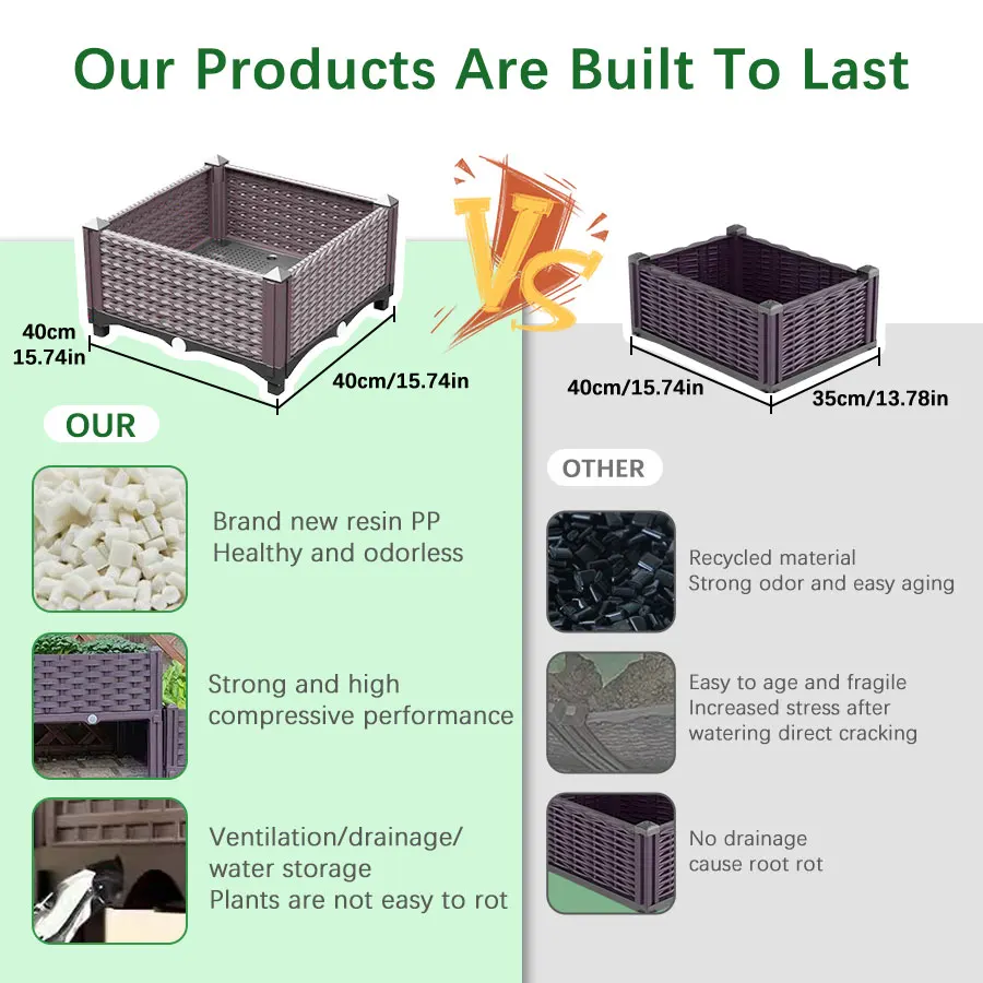 Plastic Flower Pot Box For Vegetable Planting Home Garden Decoration For Plants Indoor Outdoor Planting Box plastic flower pot