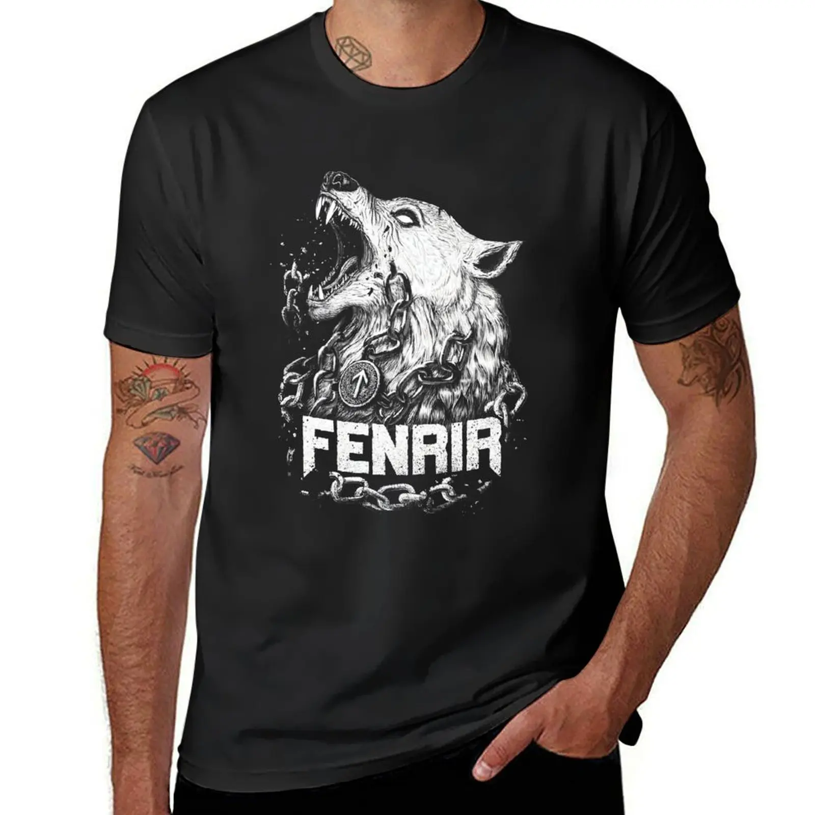 

Футболка и толстовка Fenrir Wolf-футболка скандинавской мифологии, традиционная кавайная одежда, мужские белые футболки больших размеров