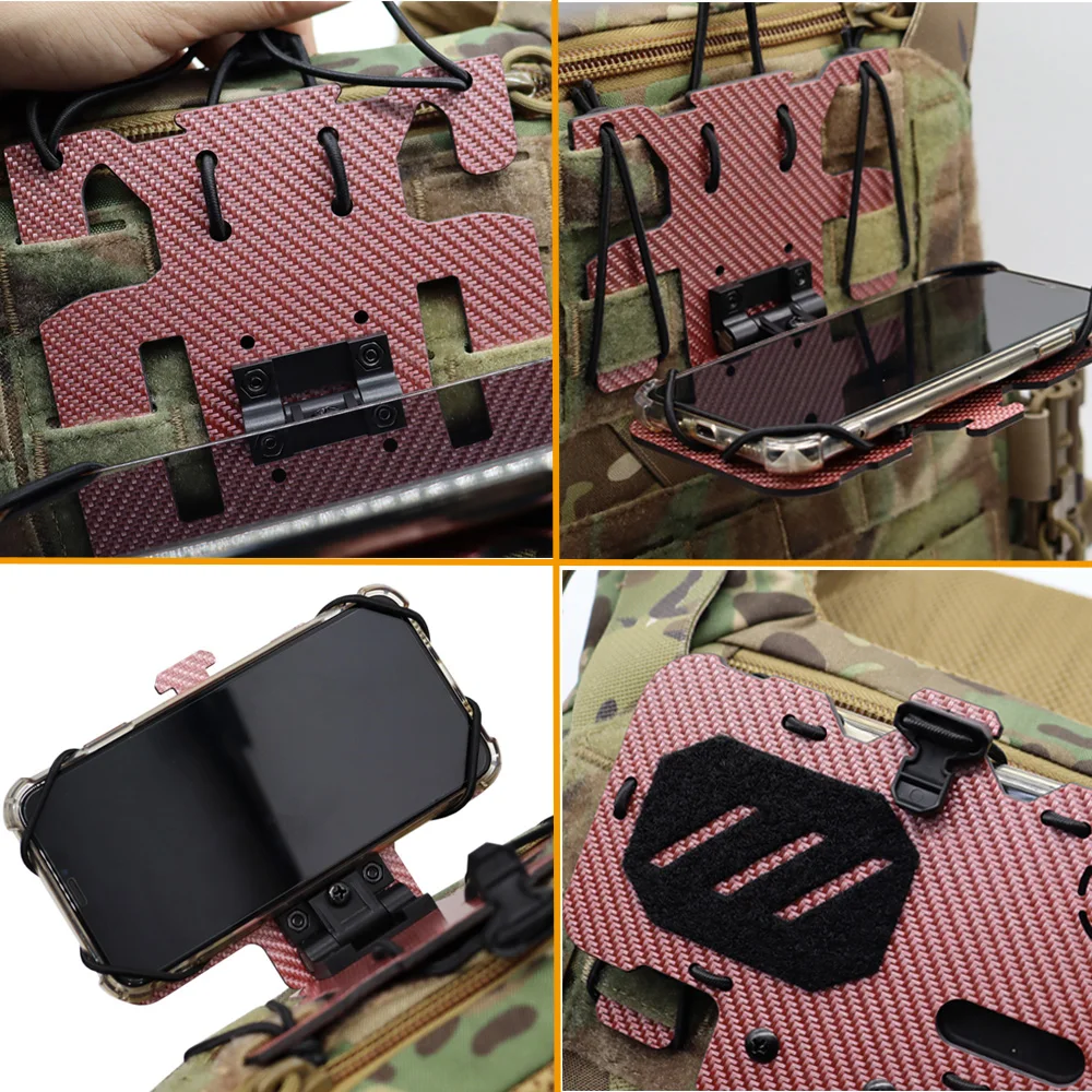 Neue Kohle faser taktische Weste Molle faltbare Navigations karte Telefon halter Brust Handy Board Platte Träger Telefon halterung – Detail 11