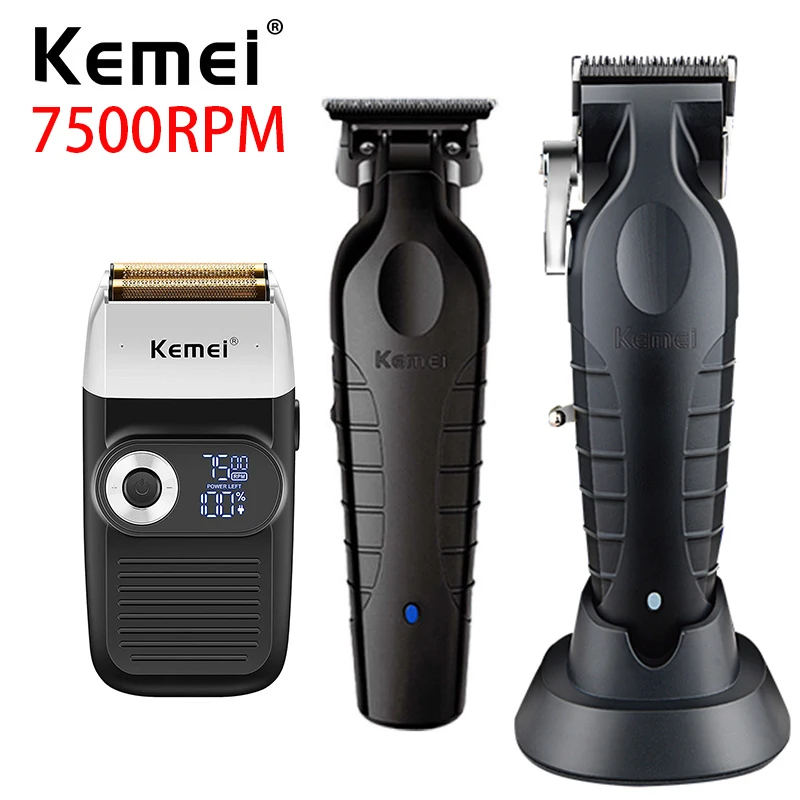 Professional Barber Hair Clippers and Trimmer Kit 0mm Cordless Fading Hair Cutting Machine Combo Electric Shaver for Men Razor