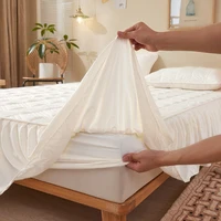 Cotton Thicken Mattress Cover Elastic Fitted Sheet with Skirts Double Queen King Size Bed Cover Home Hotel Mattress Protector 6