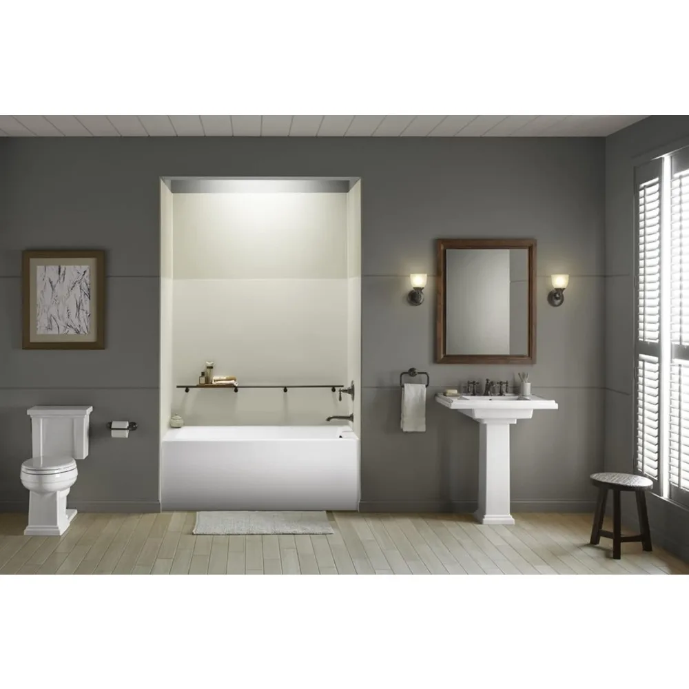 K-1957-RA-0 60x32" Alcove Bath, White, Integral Flange, Right-Hand Drain, Modern Bathroom Design