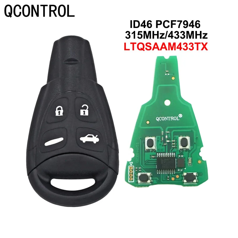 

QCONTROL Car Remote KeyFor SAAB 9-3 9-5 2003-2010 315MHz 433MHz Transponder FCC:LTQSAAM433TX Replacement Refit PCF7946 Chip Fit
