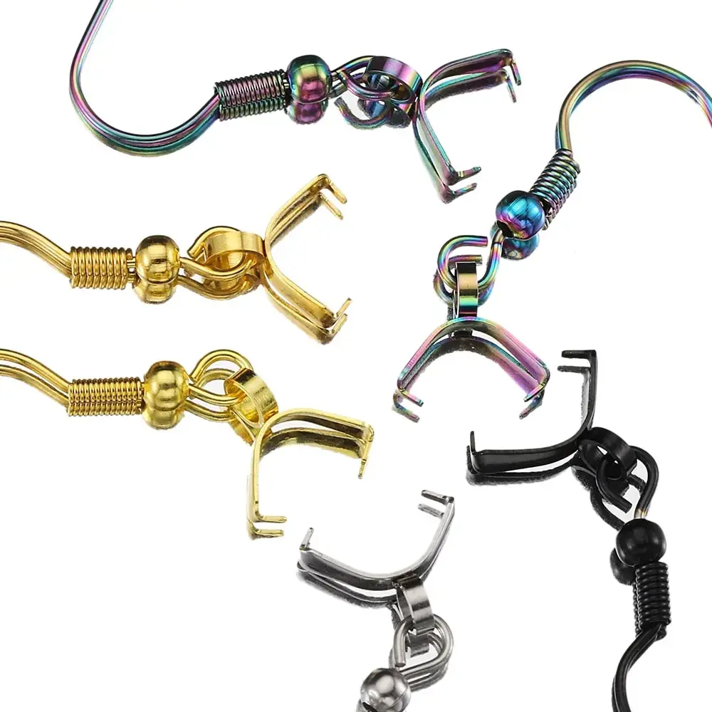 20 stücke 10 stücke Edelstahl Ohrring Haken Ohr draht Verschluss Anhänger Kaution Clip Ohr Draht baumeln Ohrringe für DIY Schmuck herstellung – Detail 3