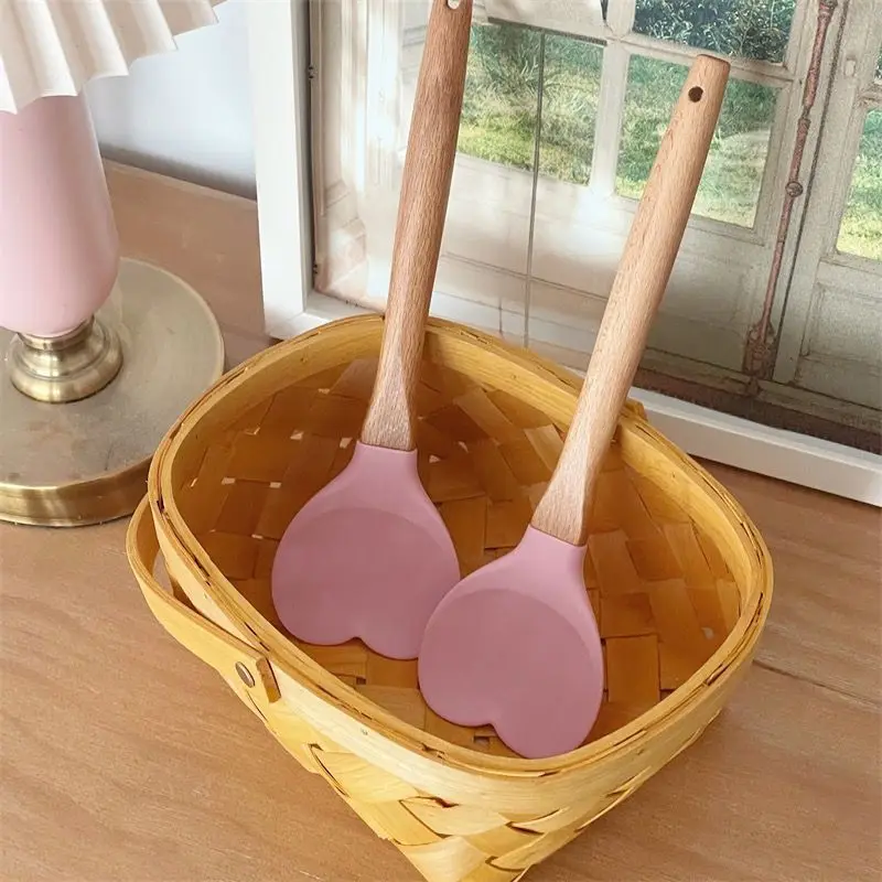 INS Cute Pink Love Pot Shovel Dormitory Girls' Kitchen Multi Use Kitchenware Long Handle Handmade Dessert Baking Tool Kitchen