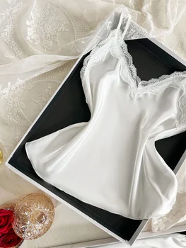 طقم بيجامات نسائي مكون من قطعتين بخياطة من الدانتيل وبسيط على الموضة 6