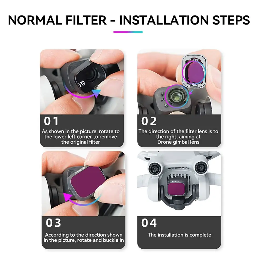Filtre UV protégeant l'objectif du DJI Mini 3 Pro, avec revêtement optique.