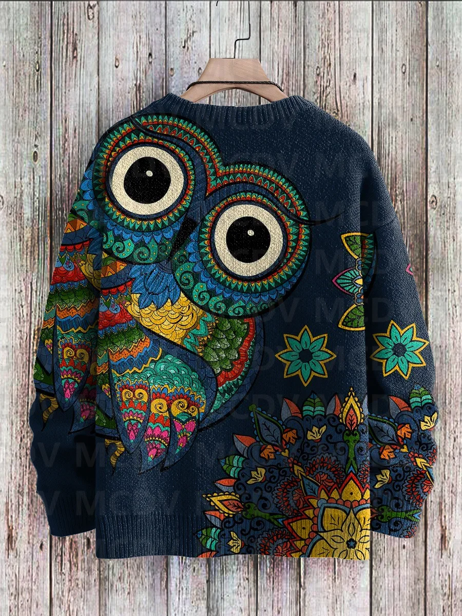 Cute Fox View Art Pattern Print Casual Knit Pullover Sweater Women For Men Sweater