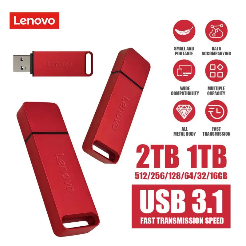 Lenovo Genuine Usb 3.1 Pen Drive 128Gb 512Gb Metal Gift Pendrive Backup Dati Ad Alta Velocità Chiavetta Usb 512Gb 1Tb Chiavette Usb