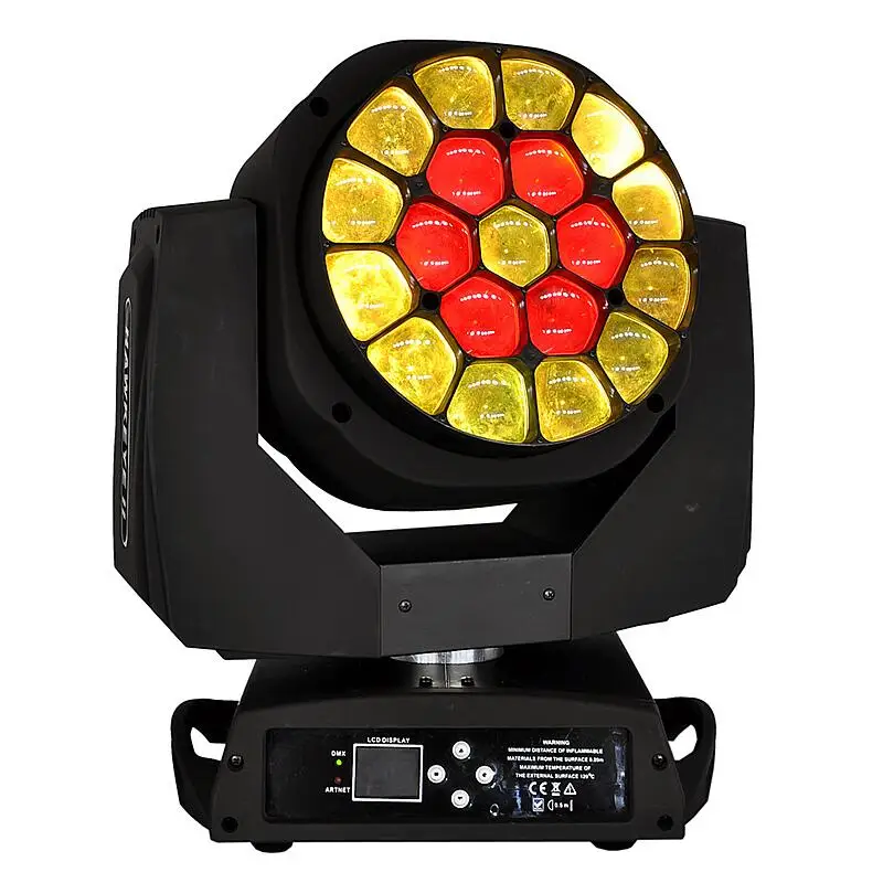 19x15W Wash Big Bees Eyes RGBW Zoom 285W DMX Moving Head LED Beam Suitable for Concert Dance Hall Club Bar Stage Effect Light