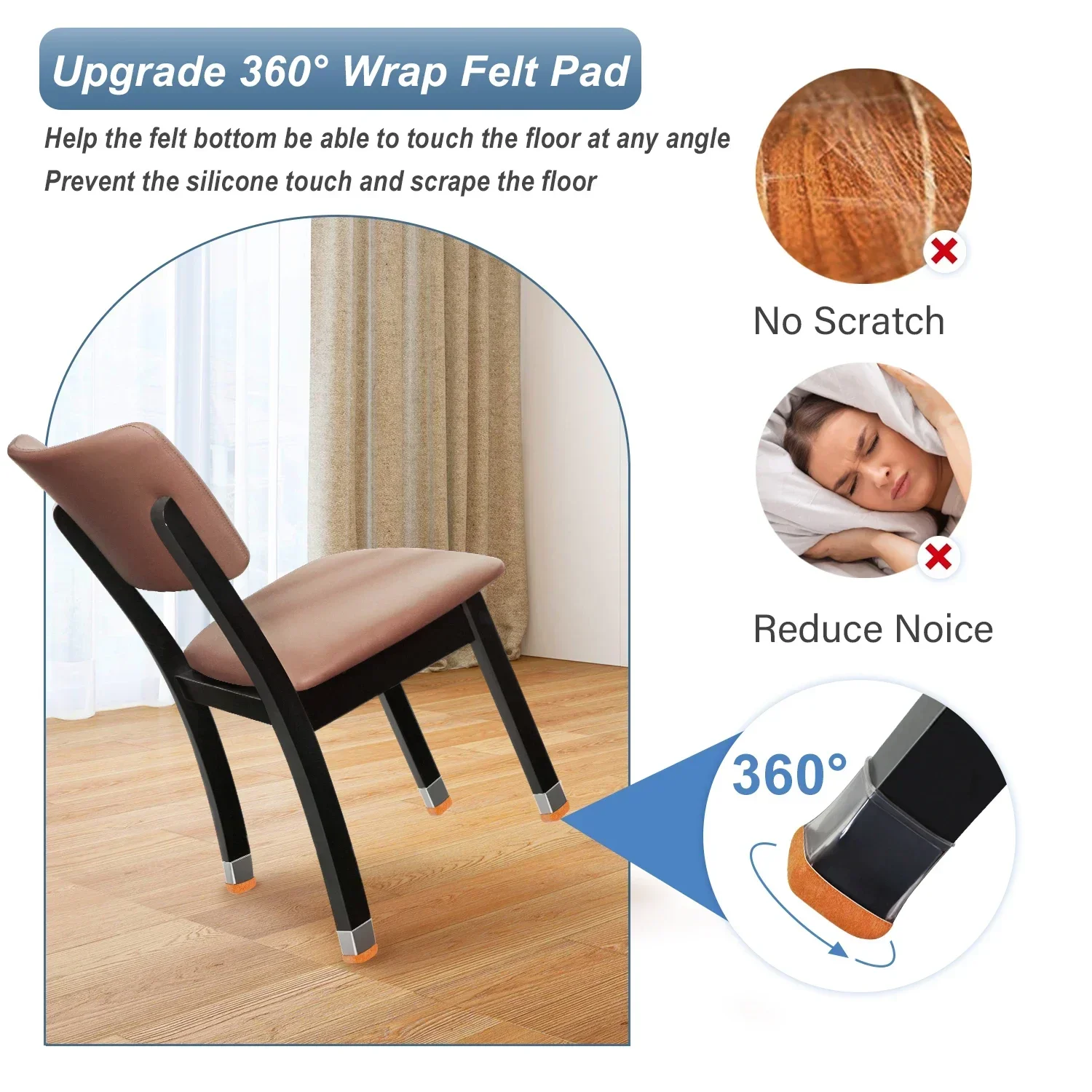 24-Piece Square Chair Leg Floor Protectors with Felt Bottom – Durable Felt Pads for Smooth Gliding and Floor Protection