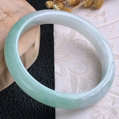 

zheru Jewelry Natural light green Burmese Jade 54mm-62mm bracelet Princess jewelry bracelet for Mom to girlfriend