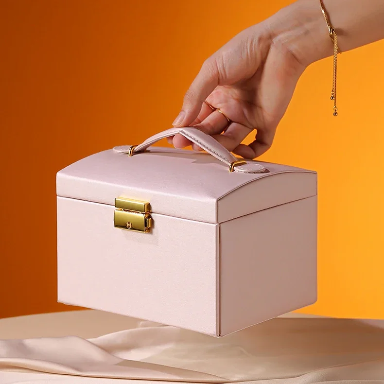 1 Three-layer Large Capacity Beaded Pearl Necklace Bracelet Ring Box Necklace Box Watch Storage Box Jewelry Earrings Box 01