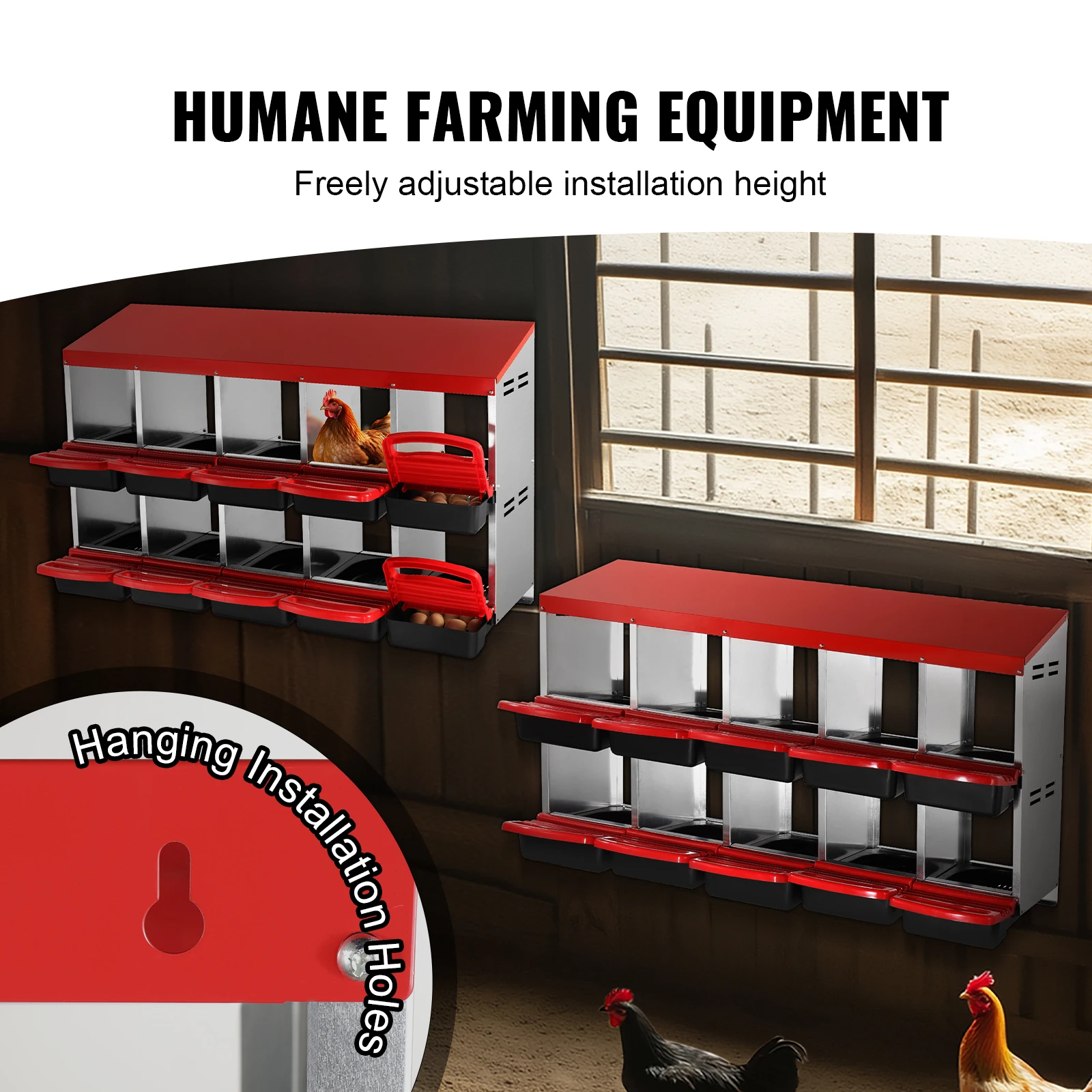 Chicken Nest Box 30 to 45 Stable Corrosion-Resistant Mental Nesting Boxes Inclined Nesting Boxes Bottom Holes chicken nesting pads