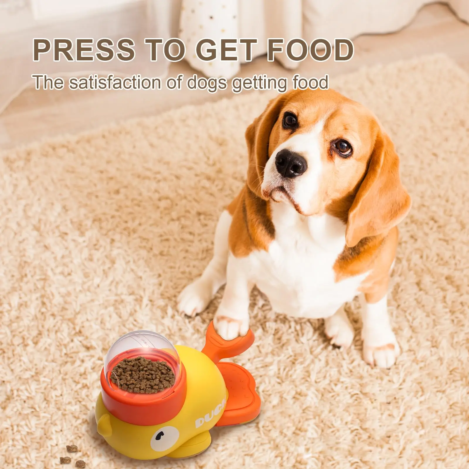 2-in-1 interactive dog toy - Yellow Duck Slow Food & Jigsaw Snack dispenser stimulates the brain anti-swallowing feeding bowl 2