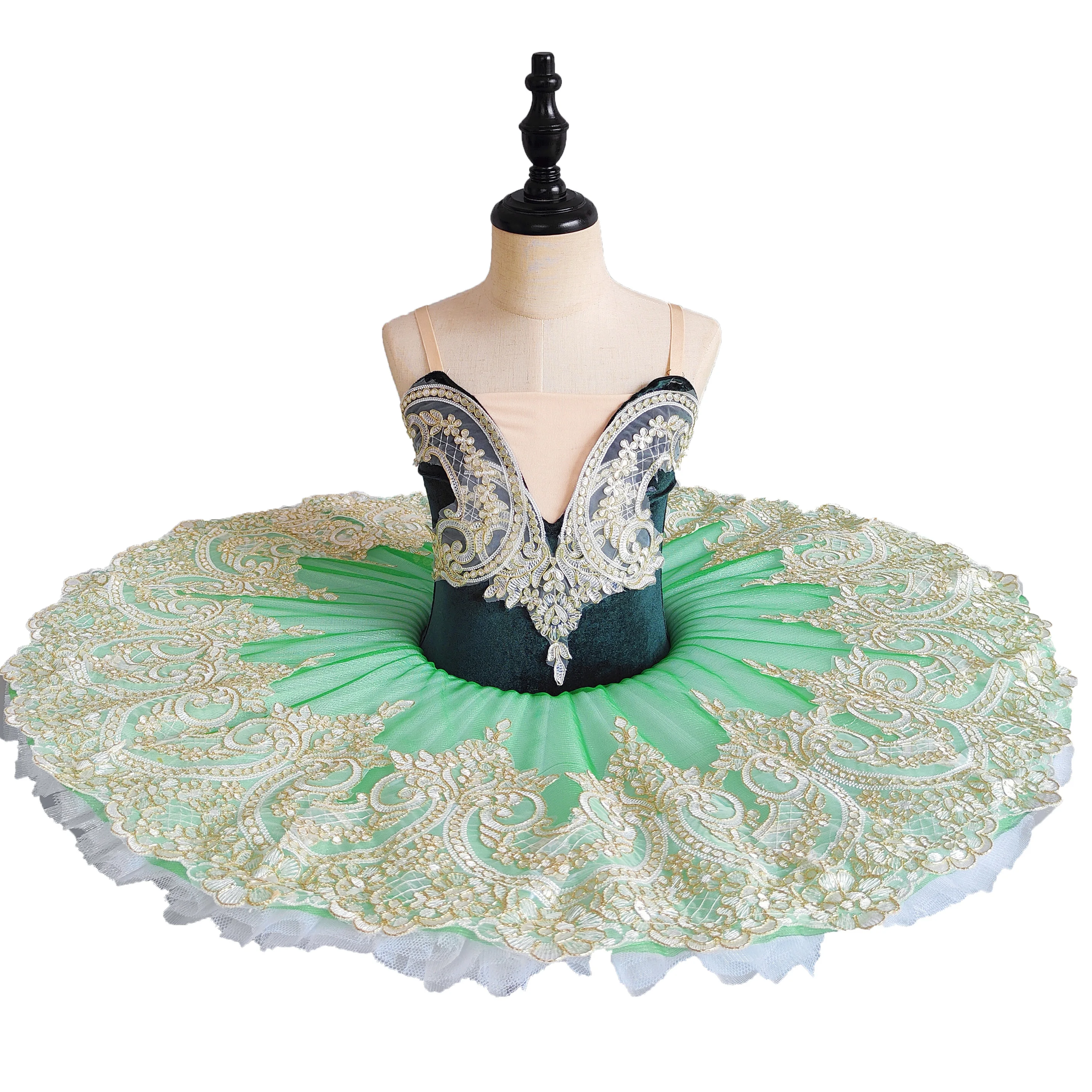 

Children's Professional Ballet Dance Dress Little Swan Tulle Tutu Tutu Skirt Performance Wear Green Sleeping Beauty Stage’