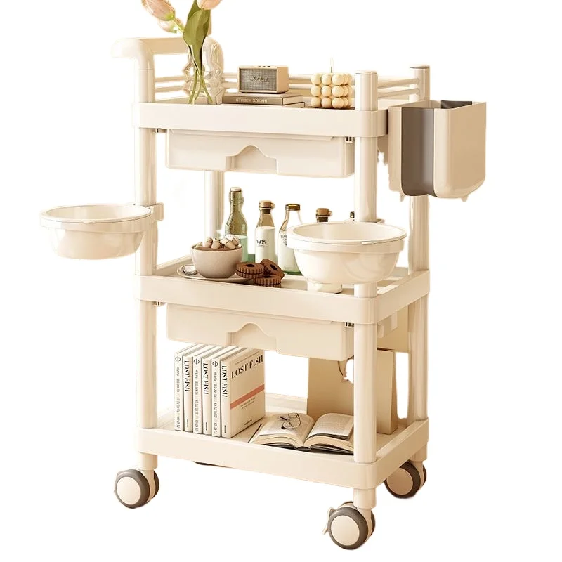 Carrello professionale per salone di bellezza Carrello mobile per attrezzi per la cura della pelle Supporto per coppette rotanti di fascia alta Supporto per attrezzature multifunzionali - immagine 6
