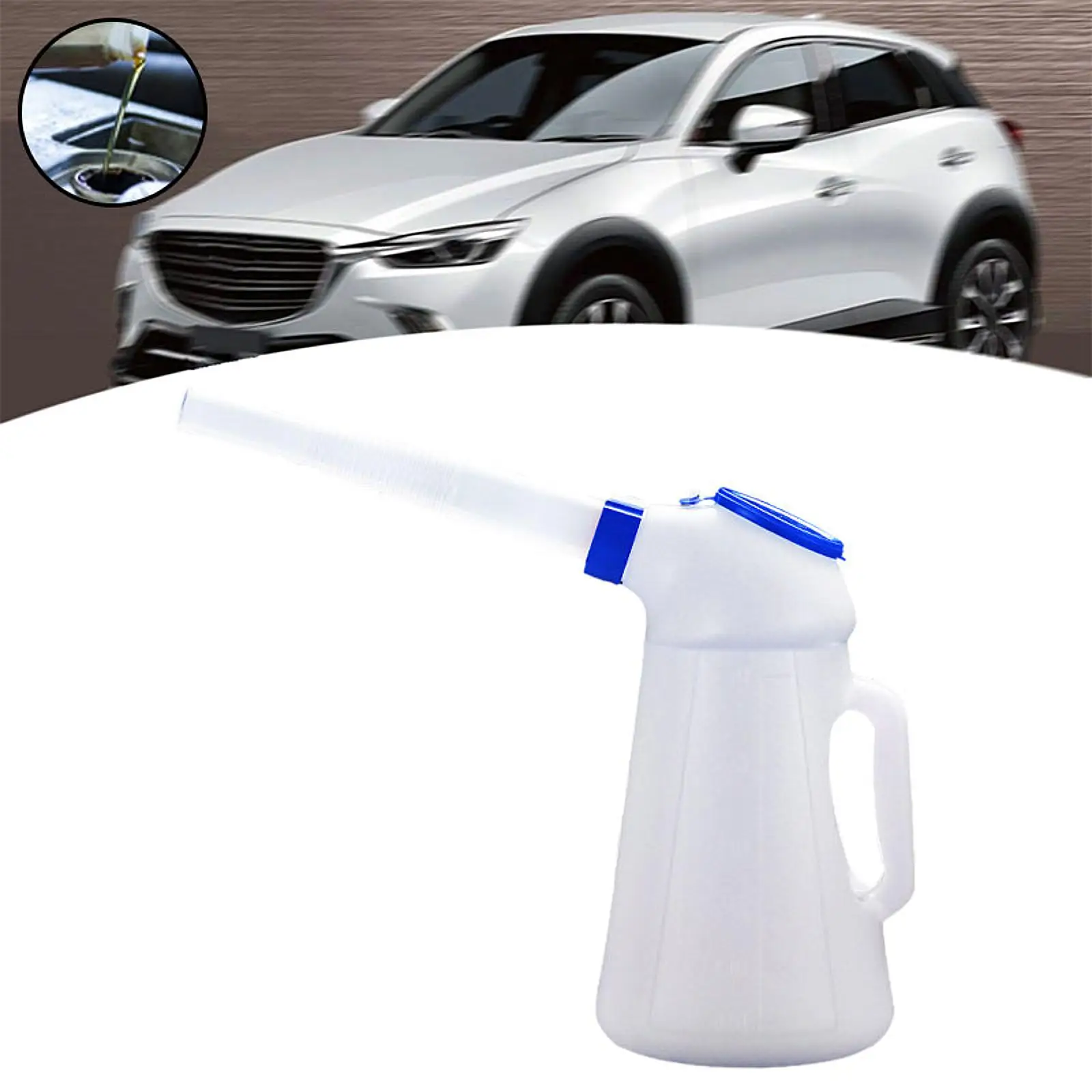 Oil Measuring Jug 1.2L-5L Oil Measuring Jug with Long spout Dust Lid Leakproof Automotive Oil Dispenser Pot Container Storage Can with Scale