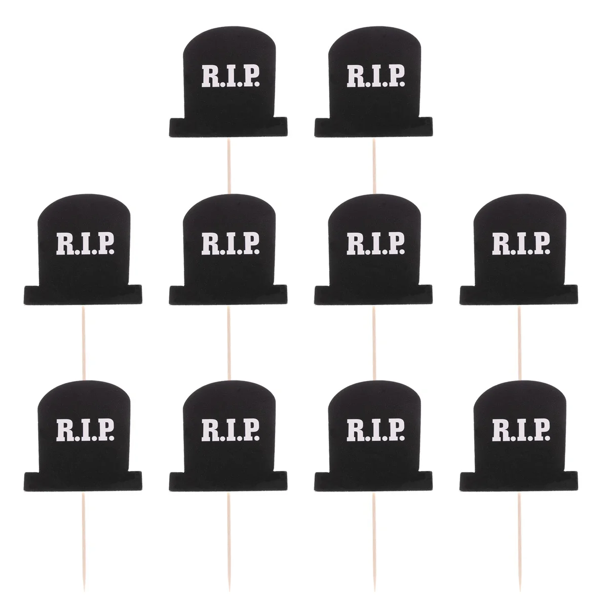 

10pcs Happy Cake Topper Tombstones Graveyard Cupcake Toppers Picks Trick or Treat Cake Party Supplies