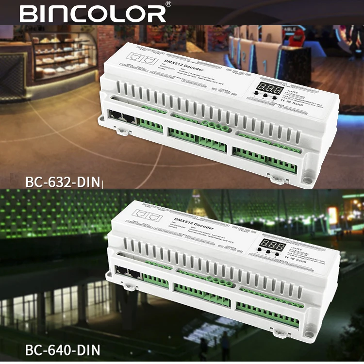 

DC 12В-24В 3A * 32CH 40CH DIN Rail DMX декодер CV PWM RJ45 8-bit, 16-битный DMX512/1990 Одноцветный CCT RGB RGBW фотоконтроллер