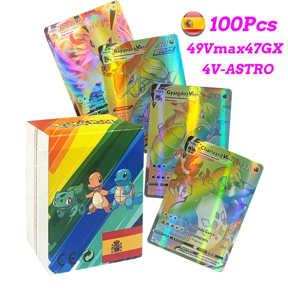 thumbnail image 1 of New English Cards Holographic EX Vstar Vmax GX Letter Rainbow Arceus Shiny Charizard Mewtwo Evolution Collection Card, 1 of 5