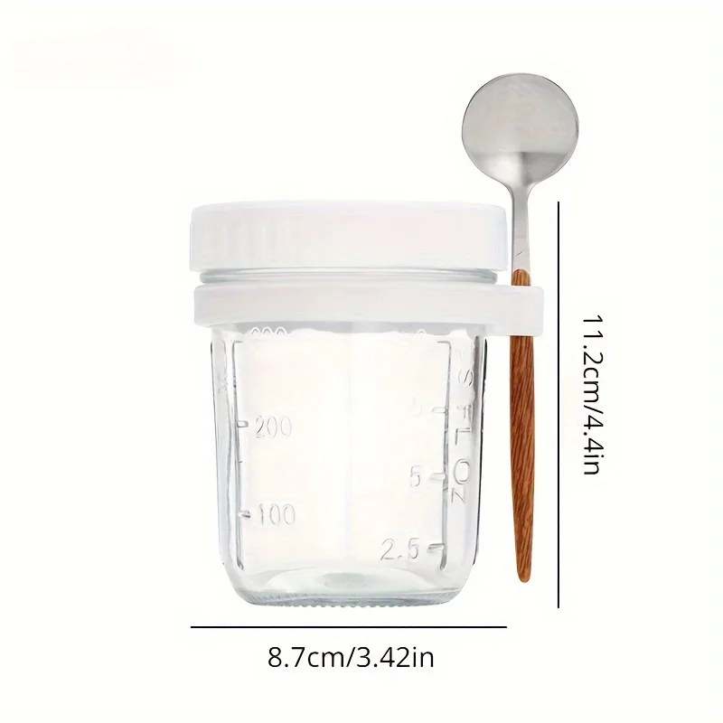1/2pcs Leak-Proof Portable Overnight Oats Jars with Spoon,Airtight Glass Food Storage Containers for Breakfast Meal Prep,Reusabl