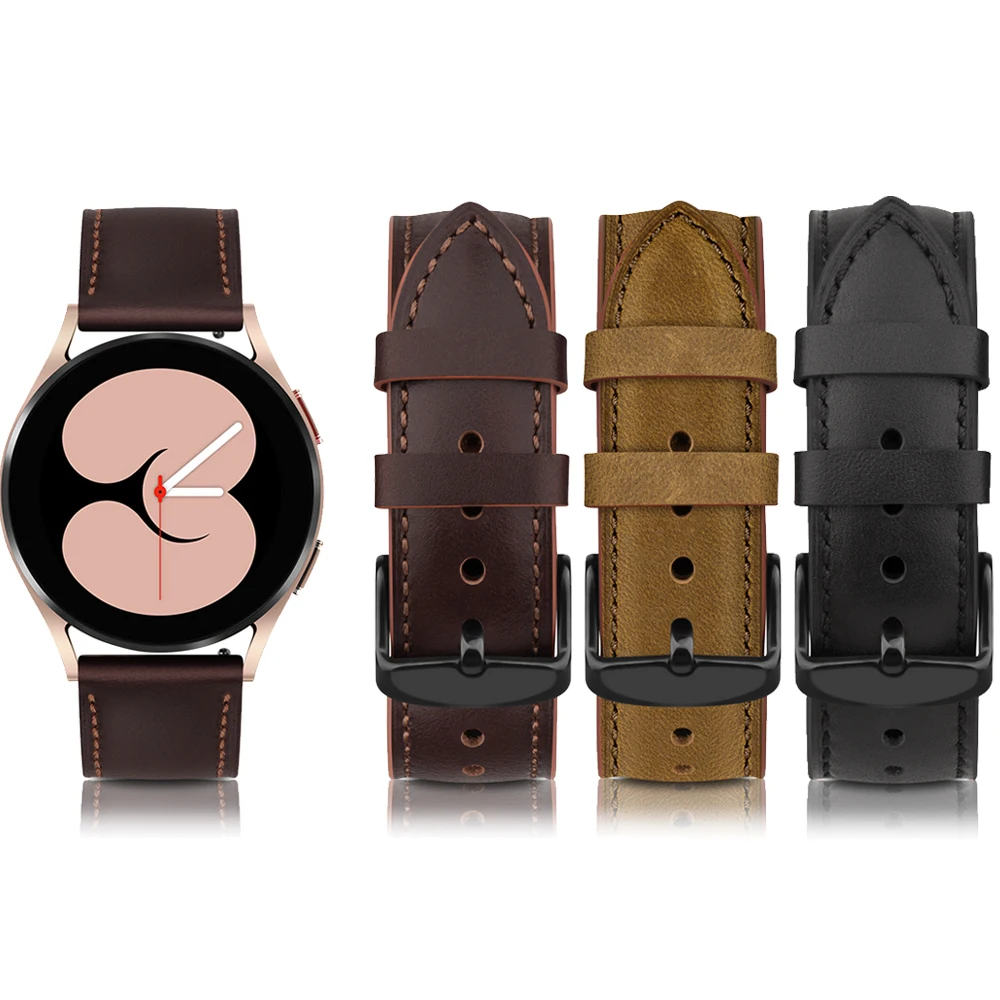 

Leather Watch Strap for Samsung Watch 4 44mm 40mm Band Watch5 Bracelet for Samsung Galaxy Watch Classic Band 42mm 46mm Wristband
