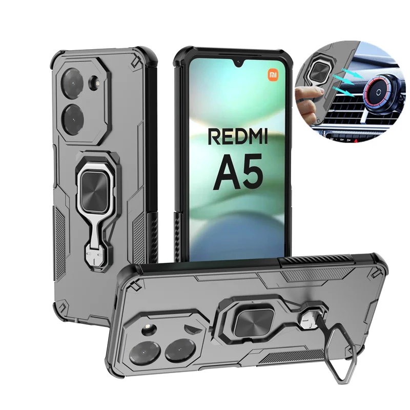 Xiaomi Redmi A5 Shockproof Armor Case with Magnetic Holder Ring and Lens Protection
