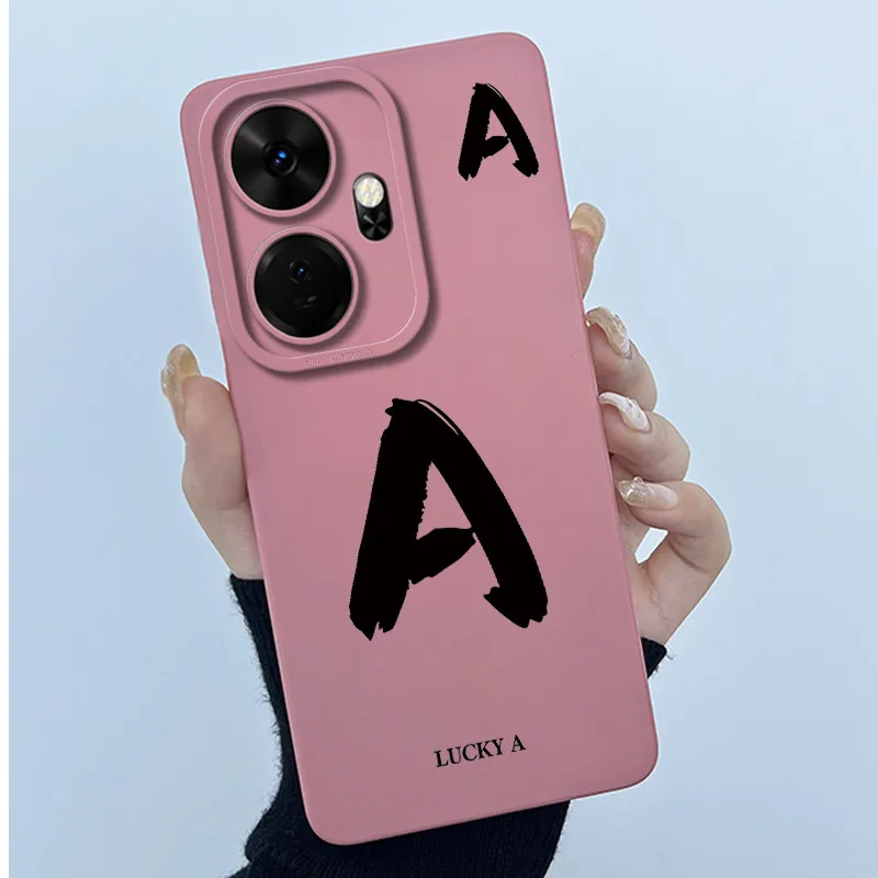 Shockproof Liquid Silicone Soft TPU Case with Lucky Initial Design