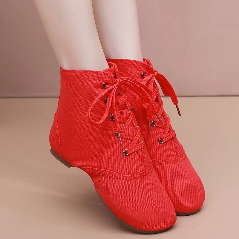 Women's Dance Shoes Practice Dance Sneakers Jazz High-top Adult Children's Ballet Shoes Canvas Jazz Boots Soft-soled dance shoes