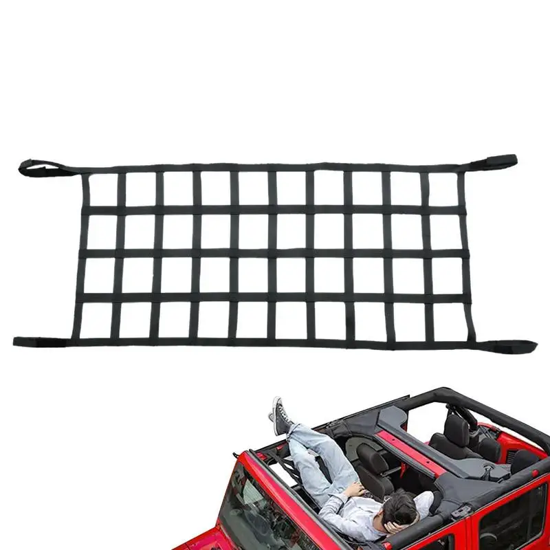 

Cargo Net Hammock Car Top Net 61.4x19.7 Inches Car Roof Net Car Hammock Storage Car-Net Accessories For Self-Driving Tour Hiking