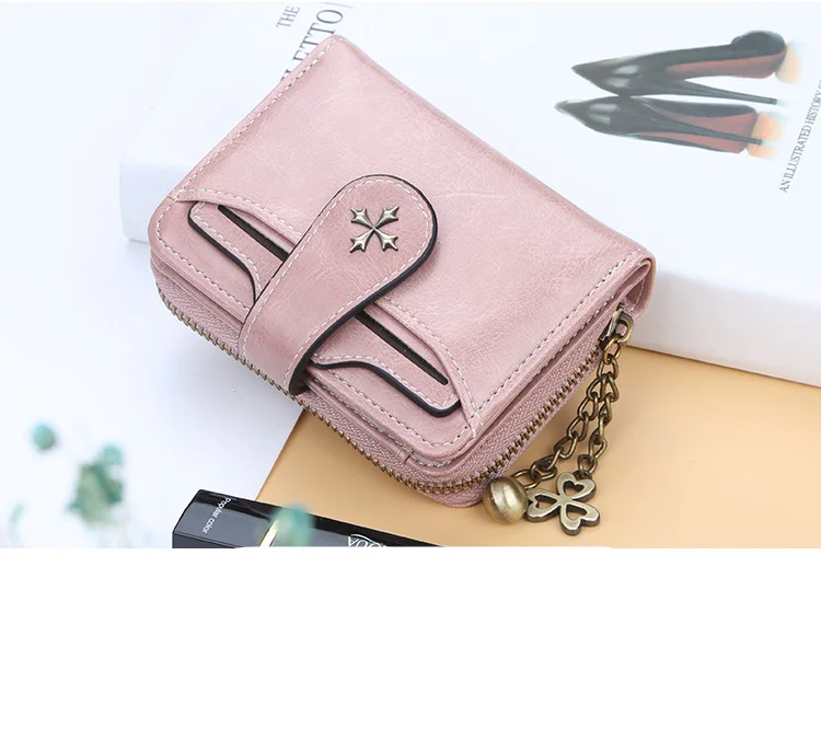 2024 heißer Verkauf Mode Brieftasche frauen Kurze Europäische und Amerikanische Öl Wachs Leder Null Brieftasche Vielseitige Führerschein Karte tasche_voghion.com