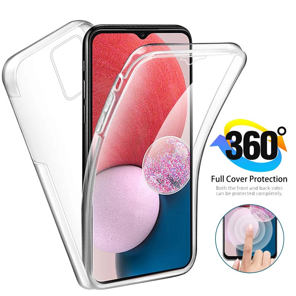 360 Прозрачный чехол для Samsung Galaxy A13 A53 A73 A33 A23 A32 A52 A72 A42 A12 A03S A02S M52 M31S, мягкий двухсторонний чехол из ТПУ