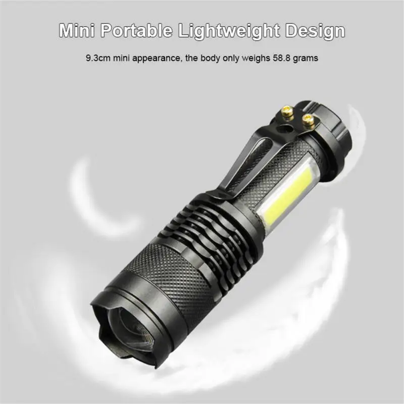 Mini Usb Led Torch Flashlight Rechargeable Adjustable Focus Outdoor Waterproof Zoom Light
