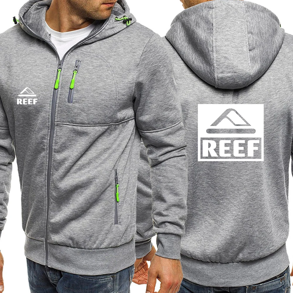 Reef 2023 high street men's spring and autumn tricolor hoodie comfortable coat zipper sweatshirt