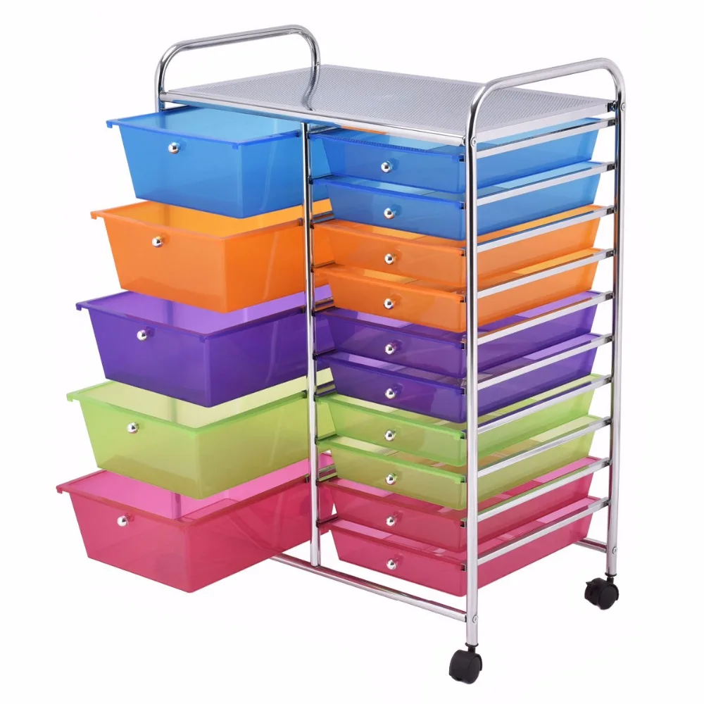 Giantex 15 Drawer Rolling Storage Cart Tools Scrapbook Paper Office School  Organizer